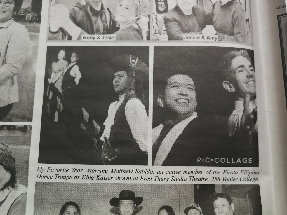 A newspaper clipping of a production of My Favorite Year.